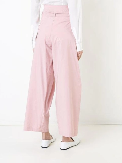 Shop Erika Cavallini Tied High Waisted Trousers In Pink