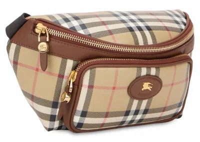 Burberry Check Pattern Belt Bag Adjustable Strap In Beige