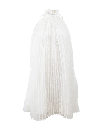 Shop Adam Selman Pleated Floral Trapeze Dress In Milk
