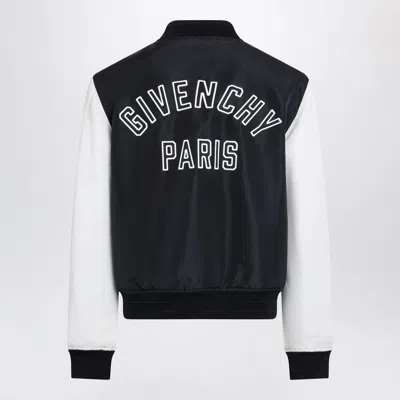 Givenchy Satin Varsity Jacket With Ribbed Trim And Button-front In Animal Print