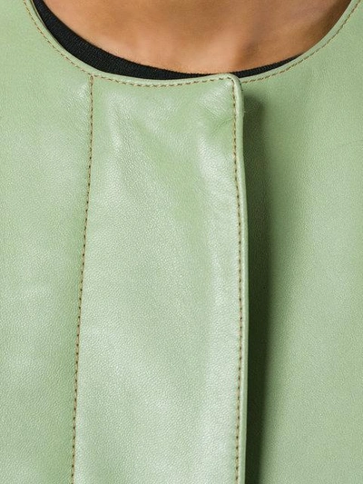 Shop Marni Three-quarter Sleeve Leather Jacket