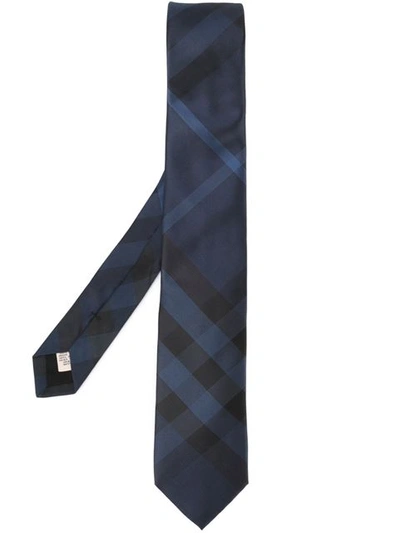 Burberry Modern Cut Check Silk Tie - Blue