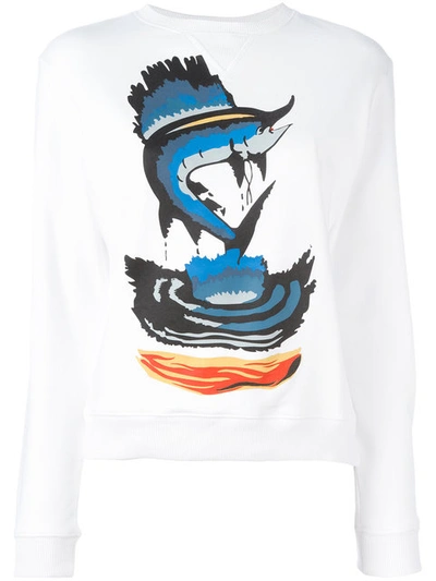 Shop Jw Anderson Fish Print Sweatshirt In White