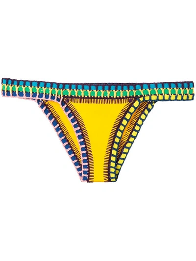 Kiini Embroidered Ro Bikini Bottom In Bright Yellow