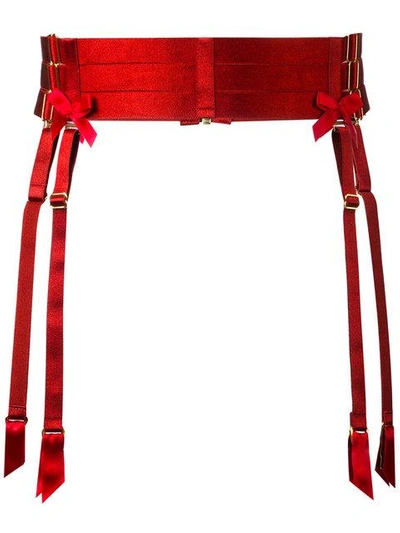 Shop Bordelle Bow Detail Suspender In Red