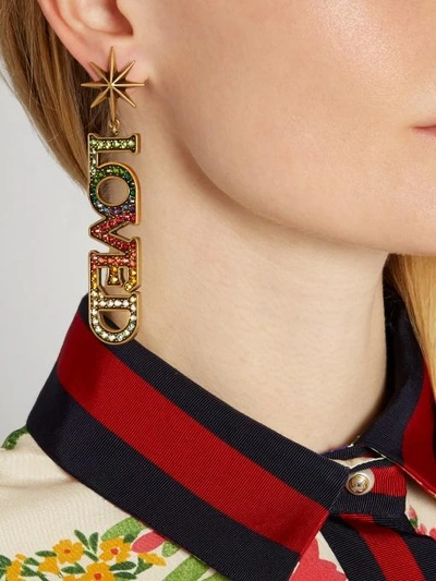 Gucci Loved Pendant Earrings With Crystals In Multicolour | ModeSens