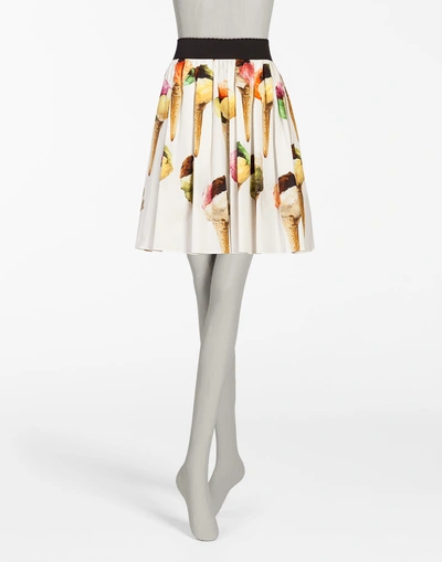 Shop Dolce & Gabbana Printed Cotton Circle Skirt In Ice Print