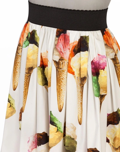 Shop Dolce & Gabbana Printed Cotton Circle Skirt In Ice Print