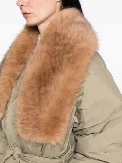 Source Unknown Egizio Belted Puffer Coat In Green