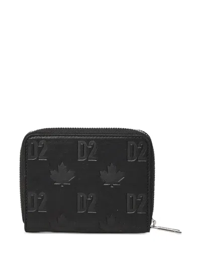 Dsquared2 Embossed Leather Wallet In Black