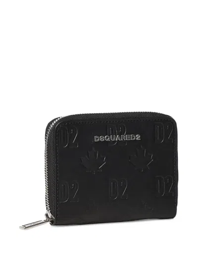Dsquared2 Embossed Leather Wallet In Black