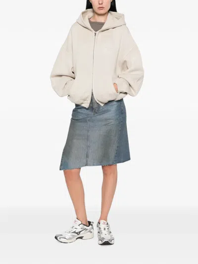 Alexander Wang Drawstring Hooded Sweatshirt In Neutral