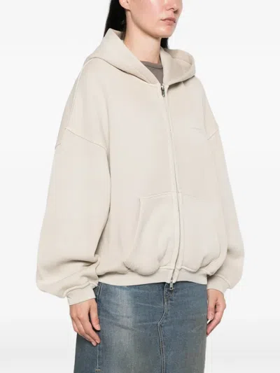Alexander Wang Drawstring Hooded Sweatshirt In Neutral