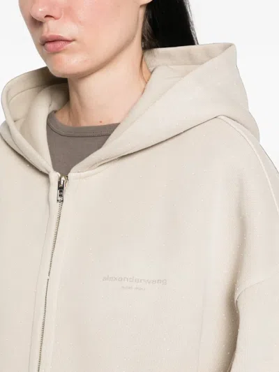 Alexander Wang Drawstring Hooded Sweatshirt In Neutral