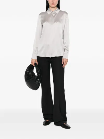 Max Mara Concealed-front Silk Shirt In Multi