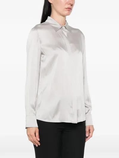 Max Mara Concealed-front Silk Shirt In Multi