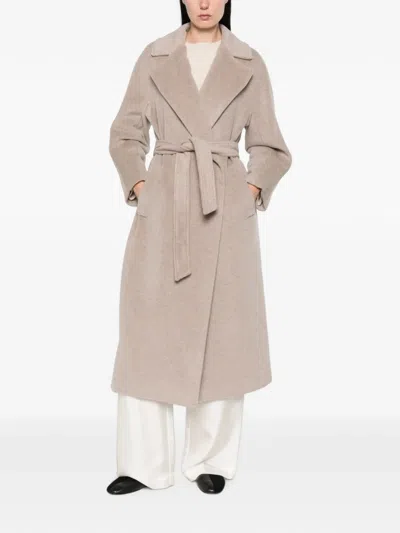 Weekend Max Mara Belted Wool Coat In Neutral