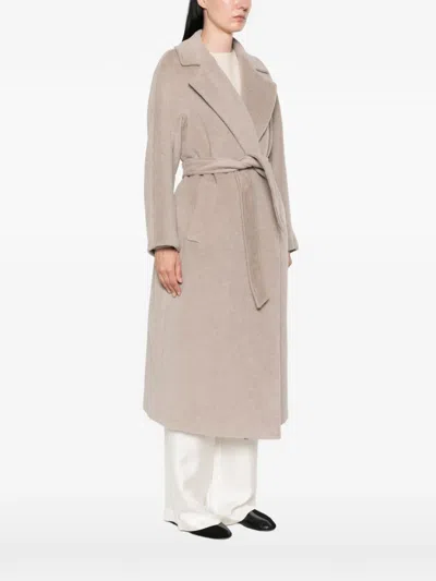 Weekend Max Mara Belted Wool Coat In Neutral