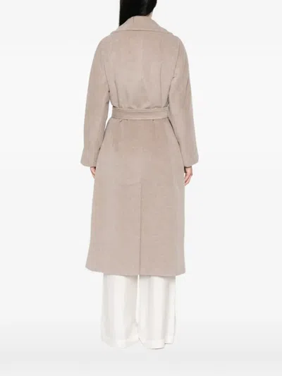 Weekend Max Mara Belted Wool Coat In Neutral