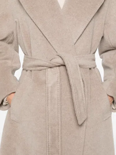Weekend Max Mara Belted Wool Coat In Neutral