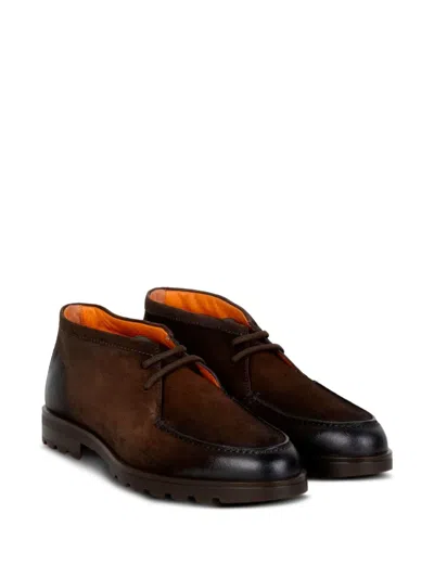 Santoni Gradient-effect Leather Boots In Brown