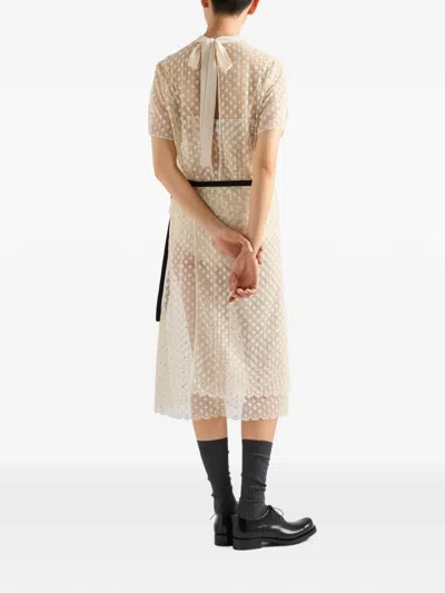 Prada Embroidered Lace Top In Multi