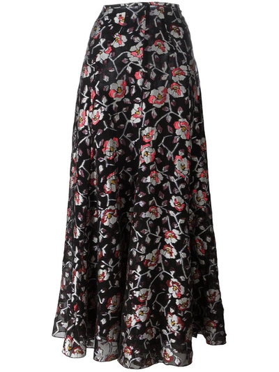 Isabel Marant Woman Peace Metallic Floral-jacquard Maxi Skirt Black