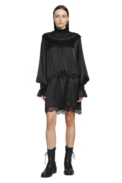 Ann Demeulemeester Armida Ruffle Collar Mini Dress In Black