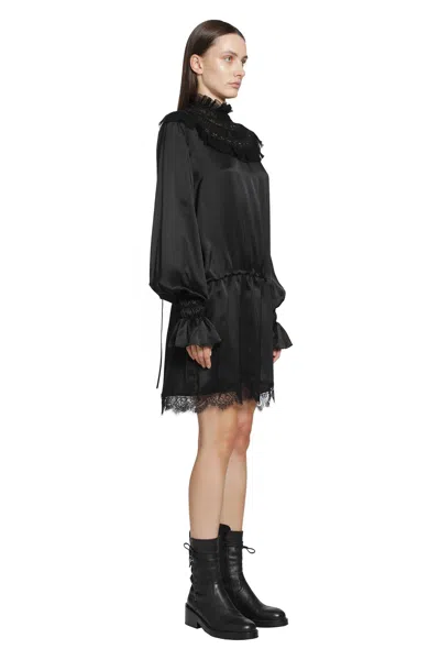 Ann Demeulemeester Armida Ruffle Collar Mini Dress In Black