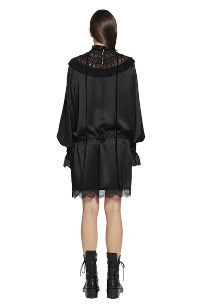 Ann Demeulemeester Armida Ruffle Collar Mini Dress In Black