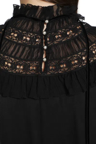 Ann Demeulemeester Armida Ruffle Collar Mini Dress In Black