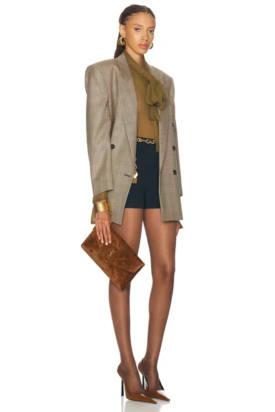 Saint Laurent Large Envelope Pouch In Caramel Cognac
