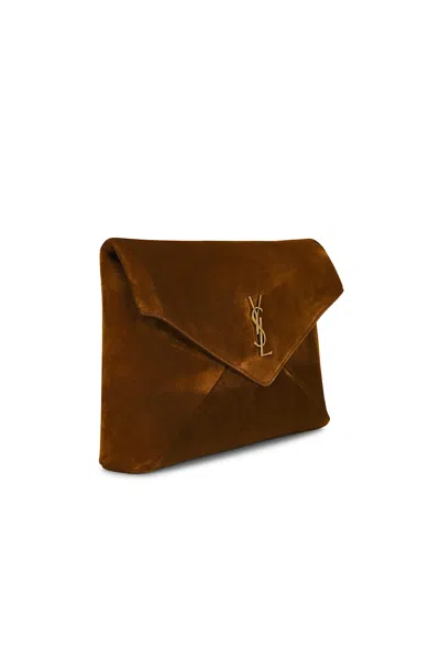Saint Laurent Large Envelope Pouch In Caramel Cognac