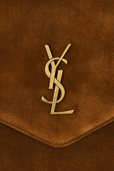 Saint Laurent Large Envelope Pouch In Caramel Cognac