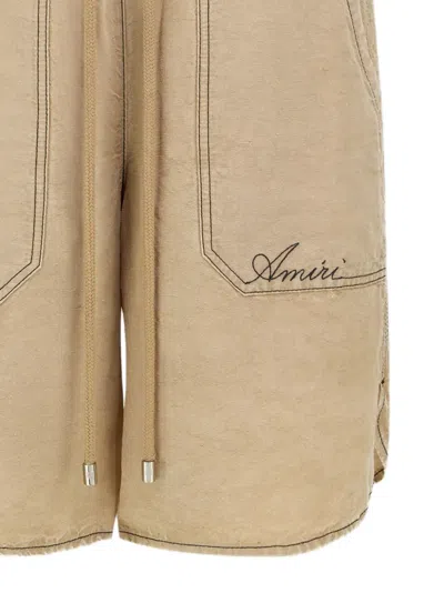 Amiri Script Shorts In Neutral