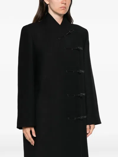 Rohe Pankou-closure Wool Coat In Black