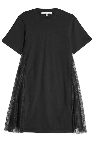 Mcq By Alexander Mcqueen Cotton T-shirt Dress With Lace Inserts In Black