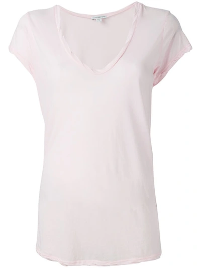 James Perse V-neck Cotton T-shirt In Pink