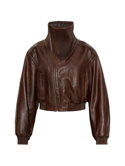 Christopher Esber Diagonal Zipper Jacket In Brown