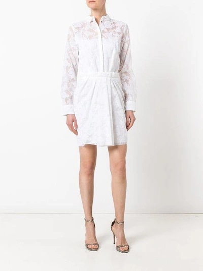 Shop Carven Lace Trim Shirt Dress - White
