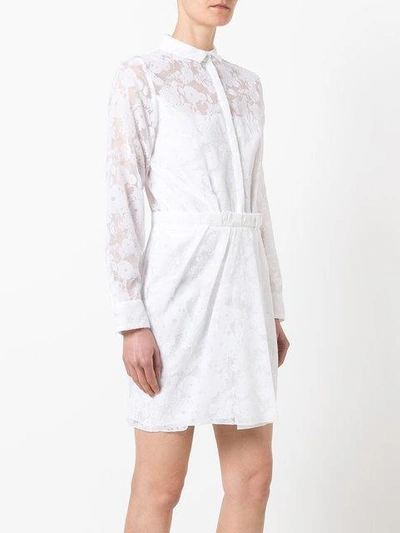 Shop Carven Lace Trim Shirt Dress - White
