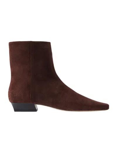 Staud Solid Color Suede Ankle Boots In Brown