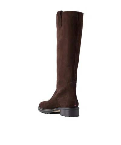 Aeyde Solid Suede Knee Boots In Brown