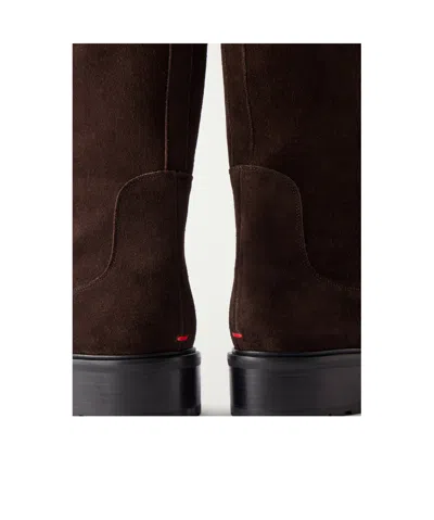 Aeyde Solid Suede Knee Boots In Brown