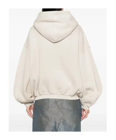 Alexander Wang Drawstring Hooded Sweatshirt In Neutral