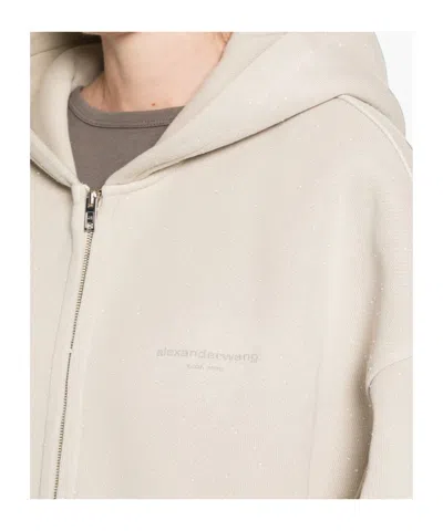 Alexander Wang Drawstring Hooded Sweatshirt In Neutral