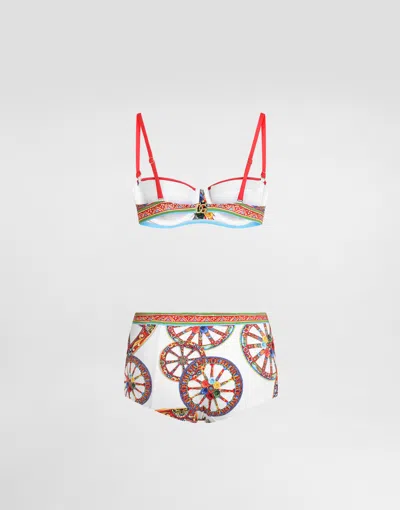 Dolce & Gabbana Carretto-print Balconette Bikini In Multi