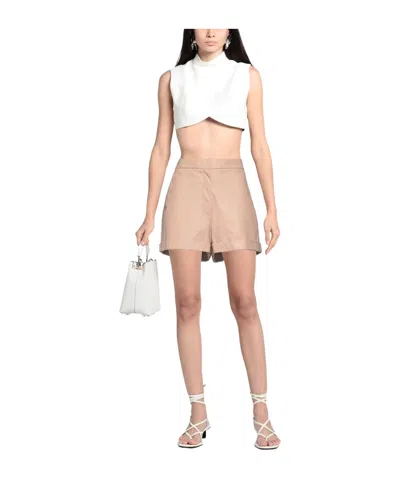 Max Mara Solid Color Shorts In Animal Print