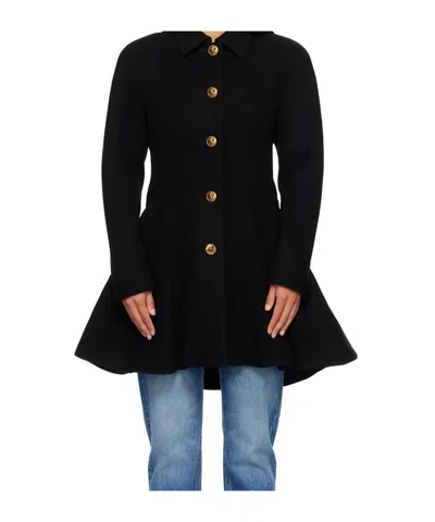 Versace Wool Coat In Black
