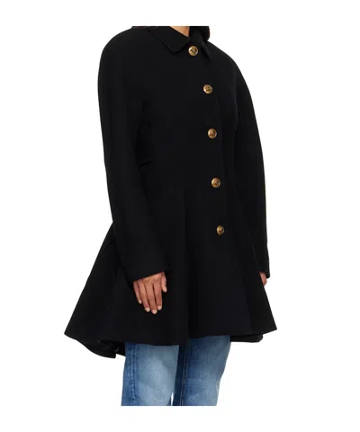 Versace Wool Coat In Black